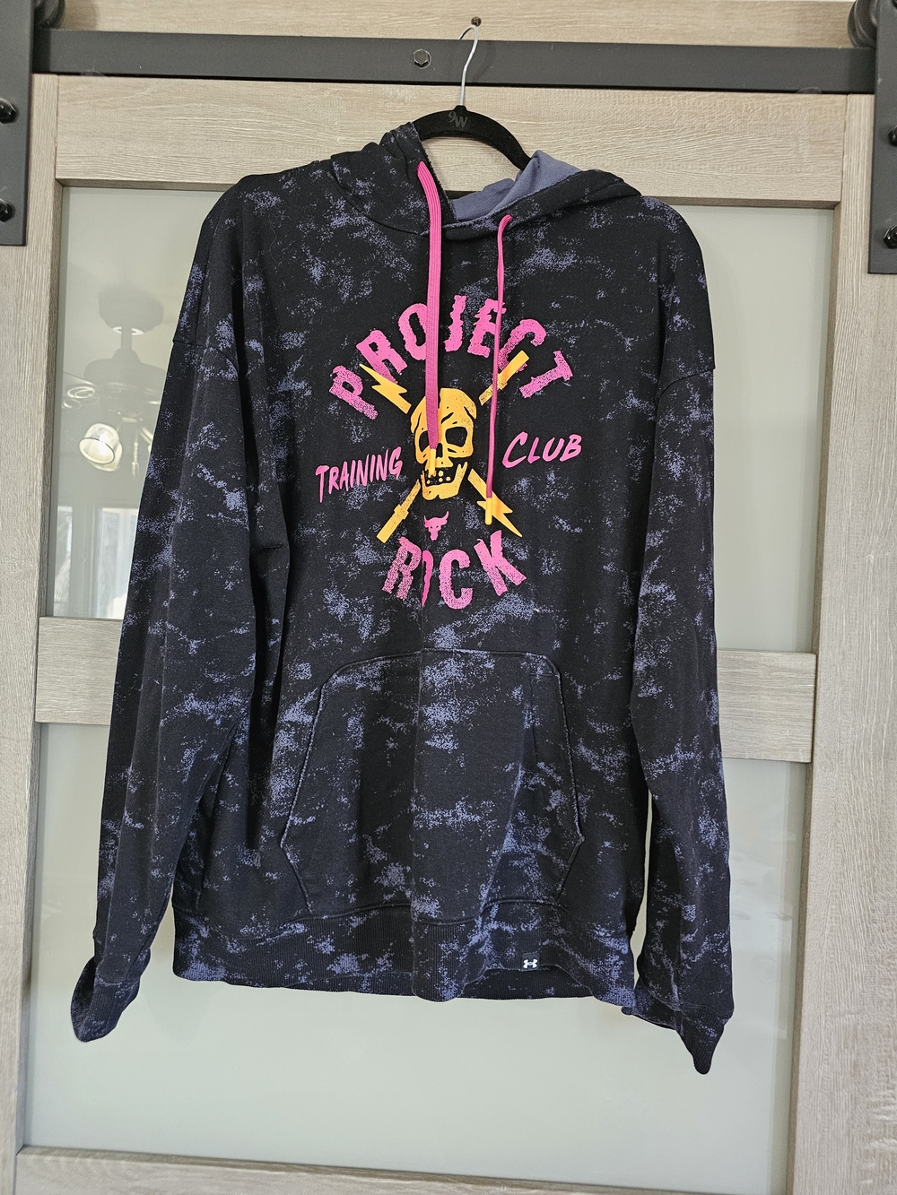 Under Armour Black Heathered Hoodie with Pink and Yellow Graphic